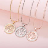 Tree of Life Rhinestone Pendant Necklace for Women