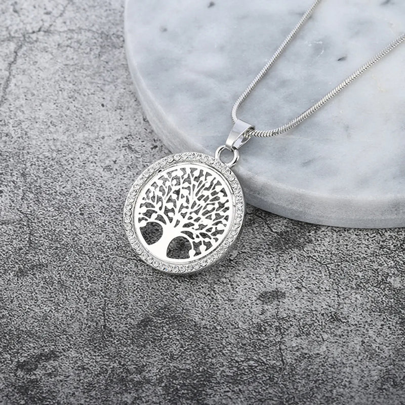 Tree of Life Rhinestone Pendant Necklace for Women