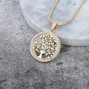 Tree of Life Rhinestone Pendant Necklace for Women