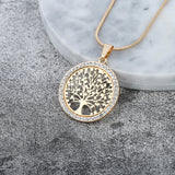 Tree of Life Rhinestone Pendant Necklace for Women