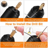 USB Handheld Micro Drill 10pcs Bits Dc5V L Pins