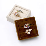 Velvet or Linen Ring Display Holder Tray Black Beige Pink Brown Jewelry Display