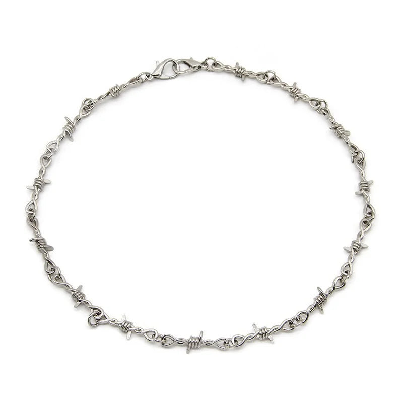 Wire Brambles Iron Unisex Choker Necklace Gothic Punk Style Thorns Chain