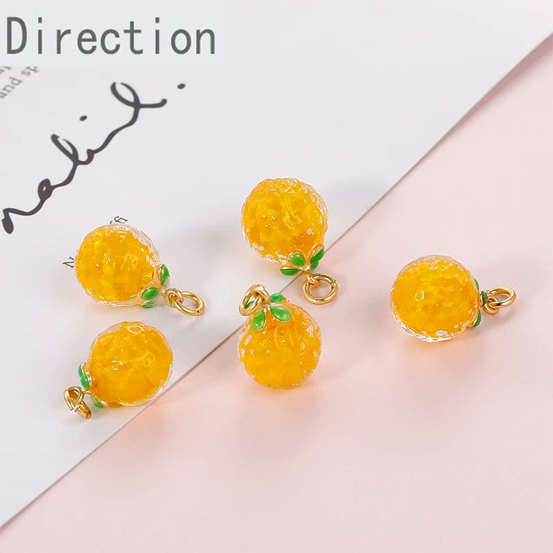 Persimmon Orange Glass Pendant DIY Necklace
