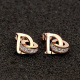 Small D Crystal Stud Earrings Titanium Steel Women's Jewelry Mother's Gift