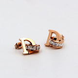 Small D Crystal Stud Earrings Titanium Steel Women's Jewelry Mother's Gift