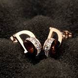 Small D Crystal Stud Earrings Titanium Steel Women's Jewelry Mother's Gift