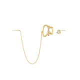 Small Asymmetric Chain Zircon Ear Clip Earrings 925 Sterling Silver