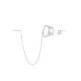 Small Asymmetric Chain Zircon Ear Clip Earrings 925 Sterling Silver