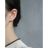 Small Asymmetric Chain Zircon Ear Clip Earrings 925 Sterling Silver
