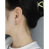 925 Sterling Silver Small Vine Pleated Texture Crossing Earrings