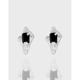 Small & Design Irregular Pleated Texture Silver Earrings
