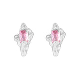 Small & Design Irregular Pleated Texture Silver Earrings