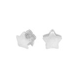Small Matte Star Brushed Earrings 925 Sterling Silver Textured Female