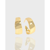 Minimalist Geometric Curved Earrings, 925 Sterling Silver