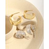 Minimalist Geometric Curved Earrings, 925 Sterling Silver