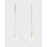 Geometric Pearl Earrings, 925 Sterling Silver, Minimalist Design