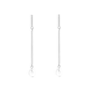Geometric Pearl Earrings, 925 Sterling Silver, Minimalist Design