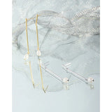 Geometric Pearl Earrings, 925 Sterling Silver, Minimalist Design