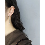 Geometric Pearl Earrings, 925 Sterling Silver, Minimalist Design