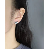 Large Love Earrings, 925 Sterling Silver, Female Texture