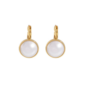 Minimalist Round Pearl Earrings, 925 Sterling Silver