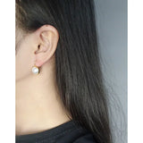 Minimalist Round Pearl Earrings, 925 Sterling Silver