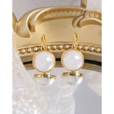 Minimalist Round Pearl Earrings, 925 Sterling Silver