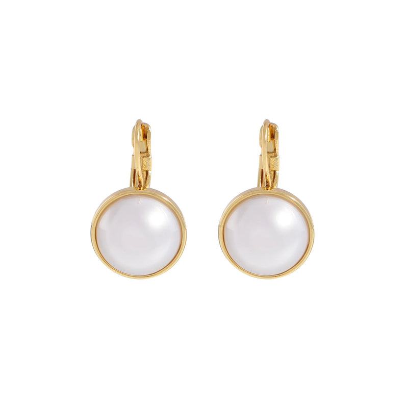Minimalist Round Pearl Earrings, 925 Sterling Silver