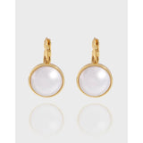 Minimalist Round Pearl Earrings, 925 Sterling Silver