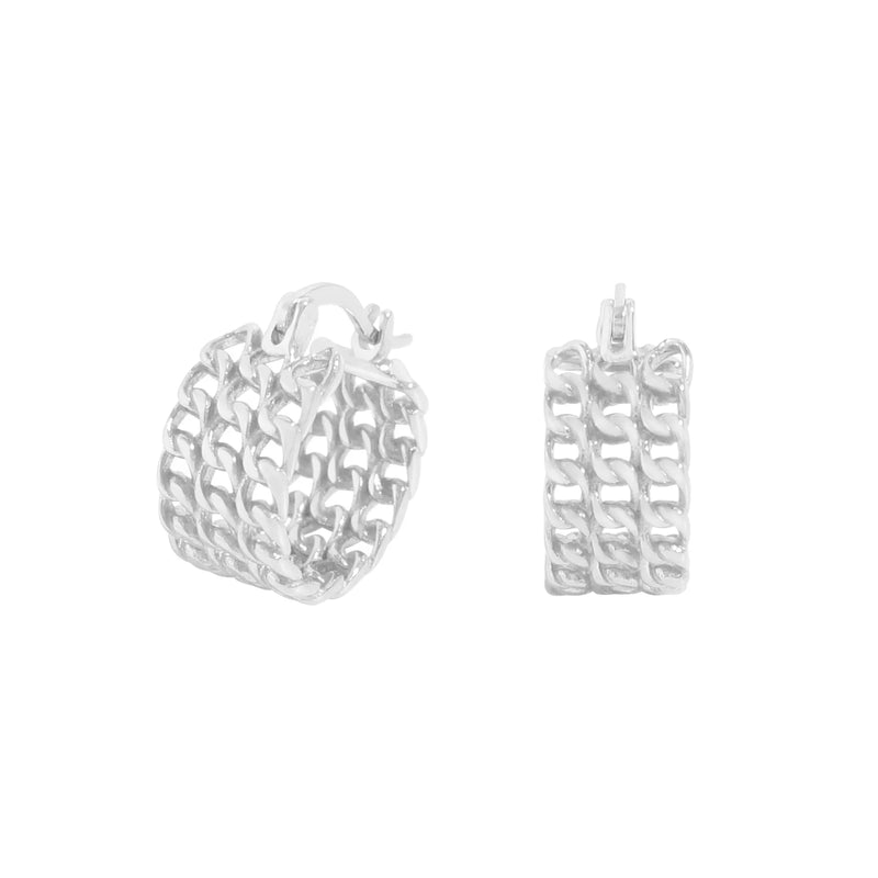 Minimalist Silver Mesh Earrings 925 Sterling Female Texture