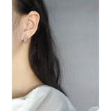 Minimalist Silver Mesh Earrings 925 Sterling Female Texture