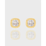 Pleated Texture CZ Earrings, 925 Sterling Silver