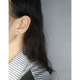 Pleated Texture CZ Earrings, 925 Sterling Silver