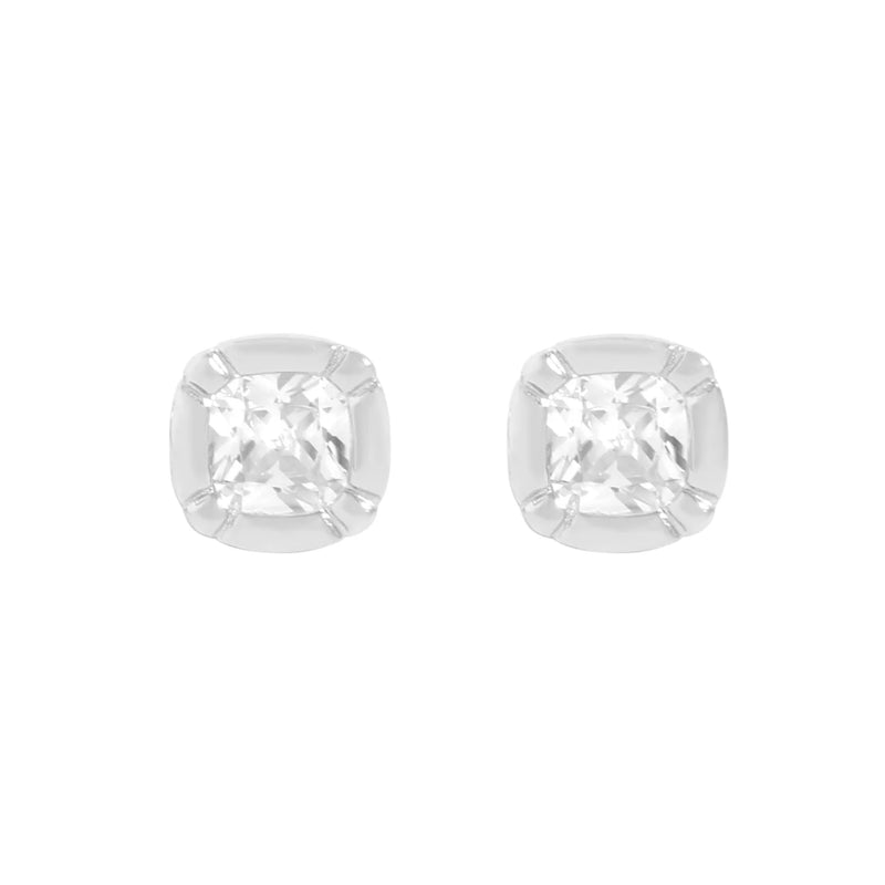 Pleated Texture CZ Earrings, 925 Sterling Silver