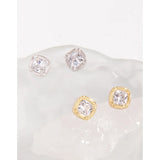 Pleated Texture CZ Earrings, 925 Sterling Silver