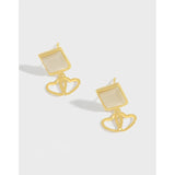 Geometric Retro Square Love Earrings 925 Sterling Silver