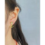 Geometric Retro Square Love Earrings 925 Sterling Silver