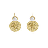 925 Silver Pearl Round Texture Earrings
