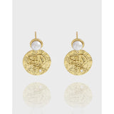 925 Silver Pearl Round Texture Earrings