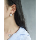 925 Silver Pearl Round Texture Earrings