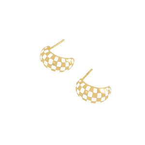 Small Personalized Checkerboard Earrings 925 Sterling Silver Female Earrings