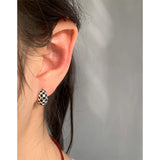 Small Personalized Checkerboard Earrings 925 Sterling Silver Female Earrings