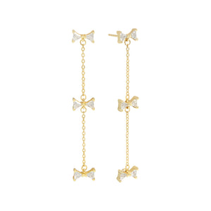 Zircon Bow Earrings, 925 Silver, Female Texture