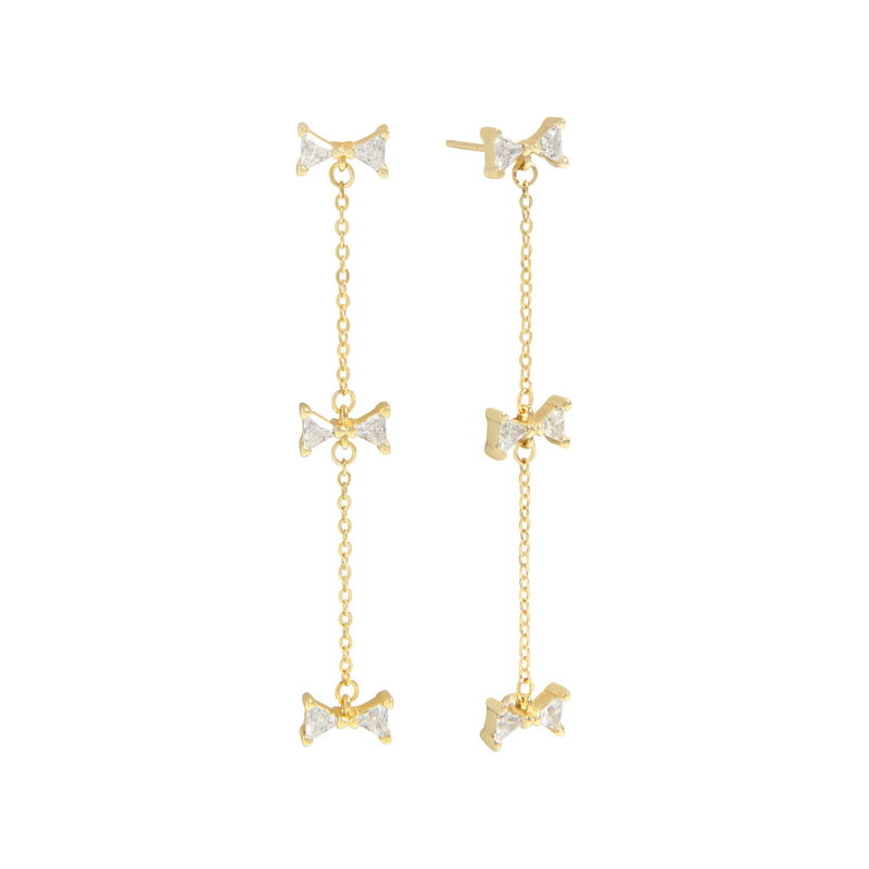 Zircon Bow Earrings, 925 Silver, Female Texture