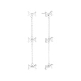 Zircon Bow Earrings, 925 Silver, Female Texture