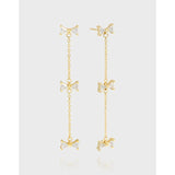 Zircon Bow Earrings, 925 Silver, Female Texture