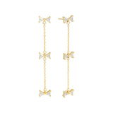 Zircon Bow Earrings, 925 Silver, Female Texture