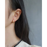 Zircon Single Loop Earrings, 925 Sterling Silver, Female Texture