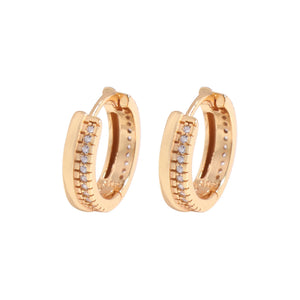 Zircon Single Loop Earrings, 925 Sterling Silver, Female Texture